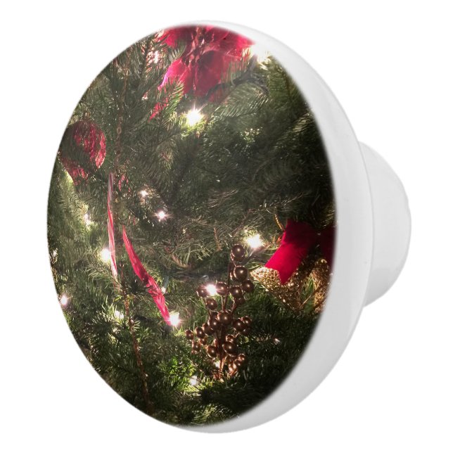 Bouton De Porte En Céramique Jours fériés traditionnels rouges et verts (Droite)