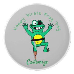 Bouton De Porte En Céramique Joyeuse journée de la grenouille pirate Thunder_C