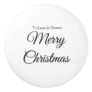 Bouton De Porte En Céramique Joyeux Noël ajoutez nom texte cadeau personnalisé
