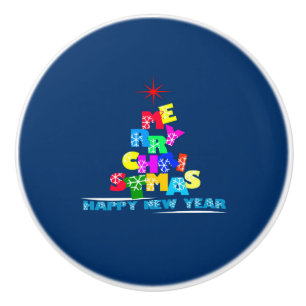 Bouton De Porte En Céramique Joyeux Noël Bonne année