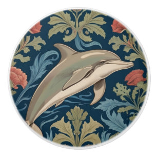 Bouton De Porte En Céramique Jumelage Dolphin William Morris style Face droite