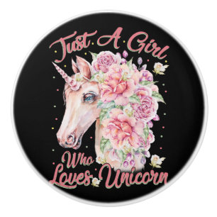 Bouton De Porte En Céramique Just Girl Who Loves Unicorn
