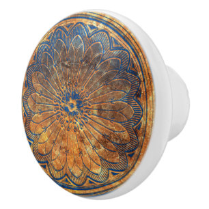 Bouton De Porte En Céramique Kaleidoscope Abstrait Arabesque Mandala Bronze