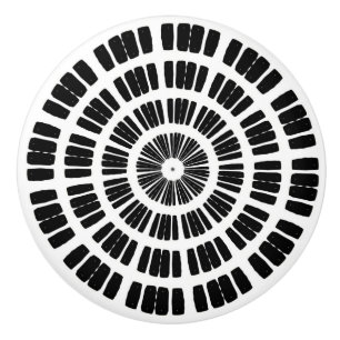 Bouton De Porte En Céramique Kaleidoscope Mandala ceramic knock noir et blanc
