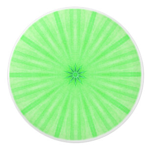 Bouton De Porte En Céramique Kaleidoscope Vert Géométrique Spokes Céramique Kno