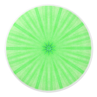 Bouton De Porte En Céramique Kaleidoscope Vert Géométrique Spokes Céramique Kno