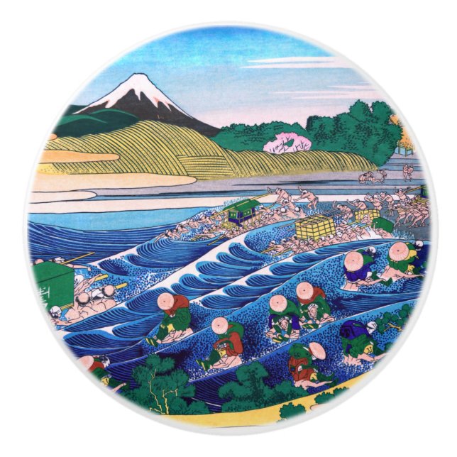 Bouton De Porte En Céramique Katsushika Hokusai - Fuji from Kanaya on Tokaido (Devant)