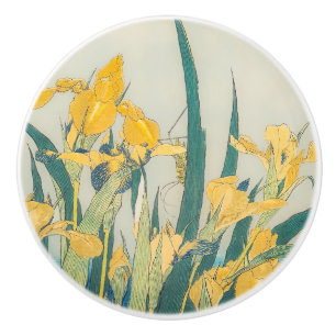 Bouton De Porte En Céramique Katsushika Hokusai - Grasshopper et Iris