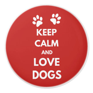 Bouton De Porte En Céramique Keep calm and love dogs