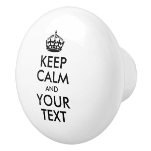 Bouton De Porte En Céramique KEEP CALM personnalisé et VOTRE TEXTE - mots noirs