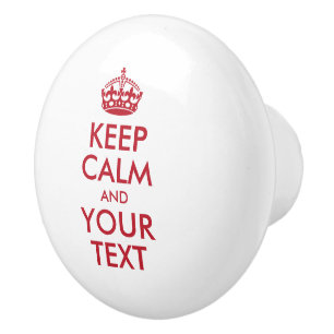 Bouton De Porte En Céramique KEEP CALM personnalisé et VOTRE TEXTE - mots rouge