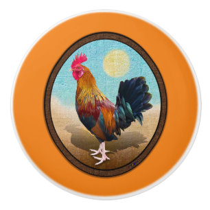 Bouton De Porte En Céramique Key West - Rooster tzigane Vintage ovale
