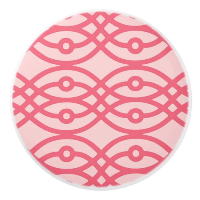Bouton De Porte En Céramique Kimono imprimé, corail rose profond (Devant)