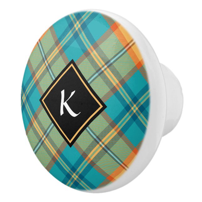 Bouton De Porte En Céramique Kingfisher Tartan Ceramic Knob (Droite)