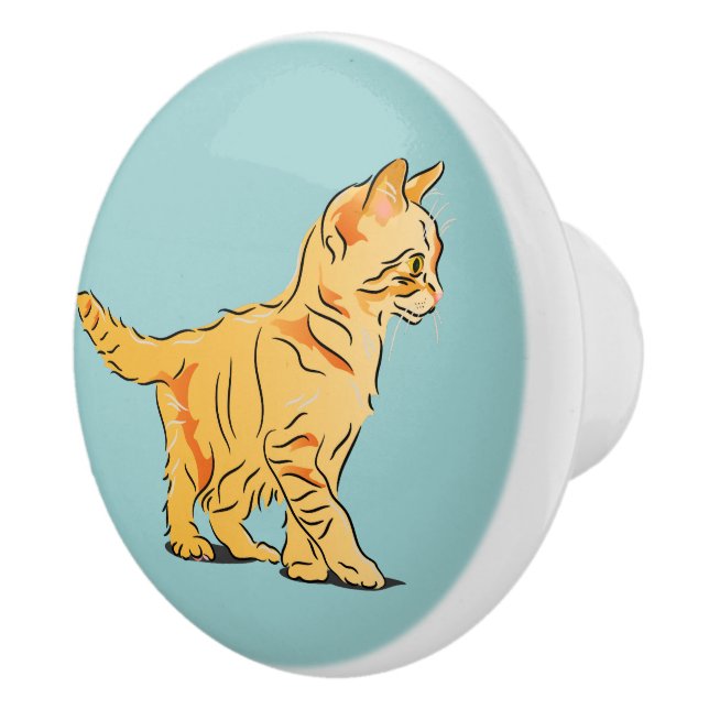 Bouton De Porte En Céramique Kitten orange (Droite)