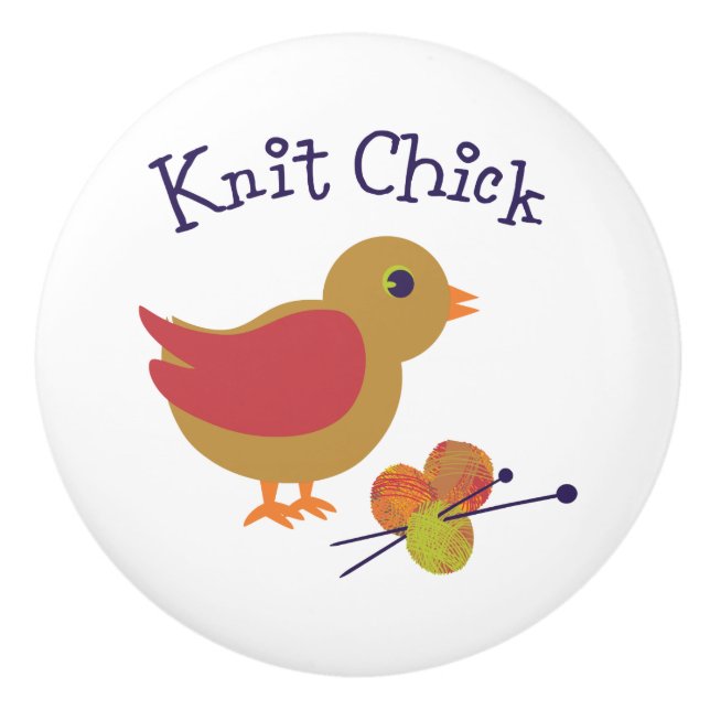 Bouton De Porte En Céramique Knit Chick (Devant)