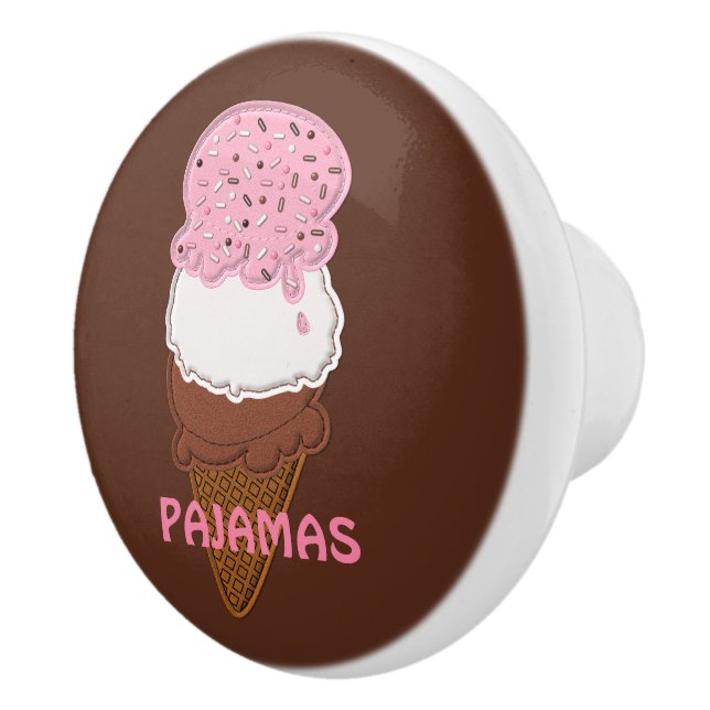 Bouton De Porte En Céramique KNOB 2-PULL-Napolitain-Glace (Droite)