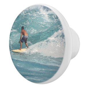 BOUTON DE PORTE EN CÉRAMIQUE KNOB CÉRAMIQUE DÉCORATIF/"SURFER QUI MONTE LES VAG