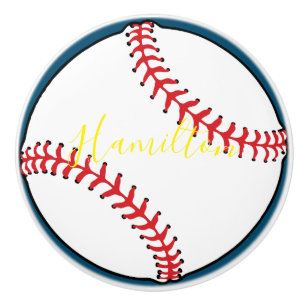 Bouton De Porte En Céramique Knob en céramique de baseball avec nom - HAMbyWG