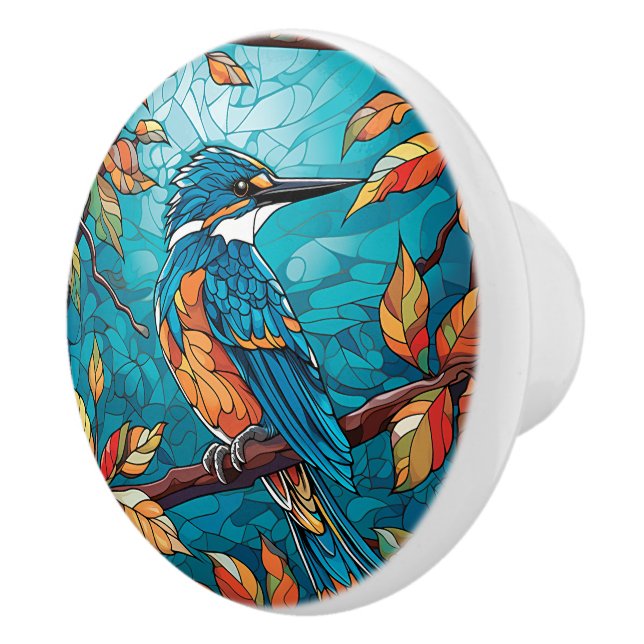 Bouton De Porte En Céramique Knob en céramique Kingfisher d'automne (Droite)