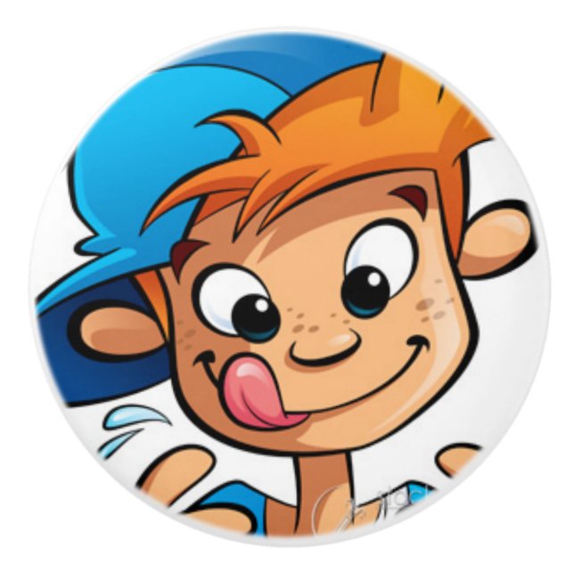 Bouton De Porte En Céramique Knob Hungry Boy  (Devant)