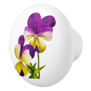 Bouton De Porte En Céramique "La fête du Pansy" sur un Knob en céramique (I)