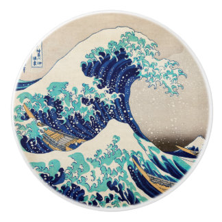 Bouton De Porte En Céramique La Grande Vague au large de Kanagawa