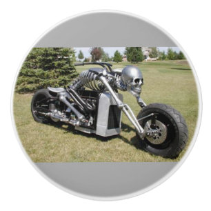 Bouton De Porte En Céramique La moto de squelette sur des noeuds et des pulls e