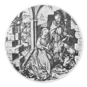 Bouton De Porte En Céramique La naissance de Jésus (par Martin Schongauer)