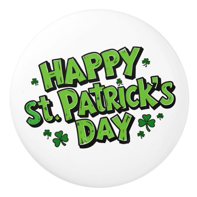 Bouton De Porte En Céramique la Saint-Patrick, la journée de Patrick  (Devant)