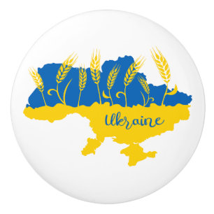 Bouton De Porte En Céramique La typographie ukrainienne et l'oreille au blé sur