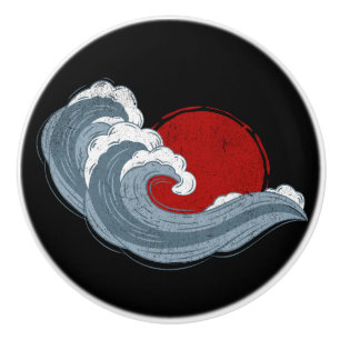 Bouton De Porte En Céramique La vague de Kanagawa