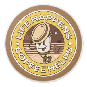 Bouton De Porte En Céramique La vie est café aide