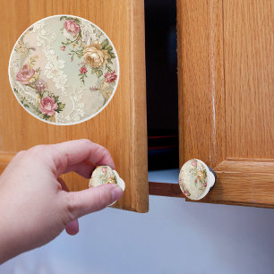 Bouton De Porte En Céramique Laces vintages et Roses