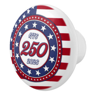 Bouton De Porte En Céramique L'anniversaire des 250 ans de l'Amérique avec le d
