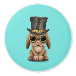 Bouton De Porte En Céramique Lapin mignon de bébé de Steampunk