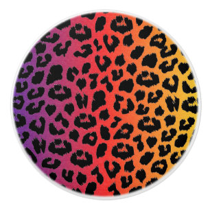 Bouton De Porte En Céramique L'arc-en-ciel colore le motif d'empreinte de