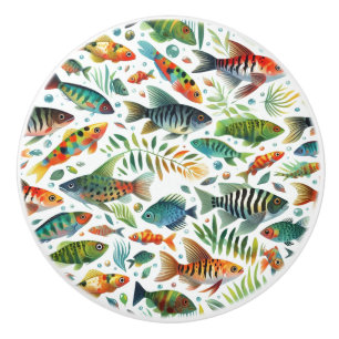 Bouton De Porte En Céramique L'art coloré du poisson sous-marin