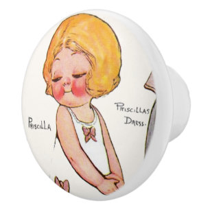 Bouton De Porte En Céramique L'art découpé vintage de Dolly Dingle de Priscilla