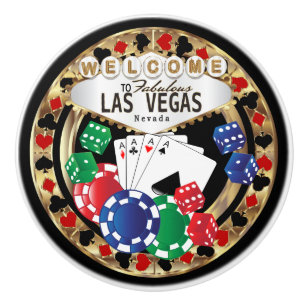 Bouton De Porte En Céramique Las Vegas Poker Design - Or