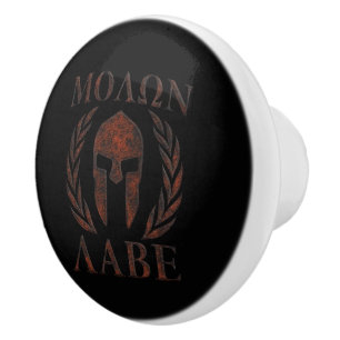 Bouton De Porte En Céramique Lauriers spartiates de guerrier de Molon Labe