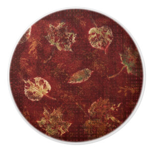 Bouton De Porte En Céramique L'automne affligé laisse le jaune d'or rouge foncé