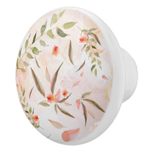 Bouton De Porte En Céramique Lavage aquarelle modéré Pétales de fleurs tombante