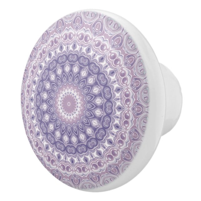 Bouton De Porte En Céramique Lavande et Lilac Mandala Motif (Droite)