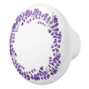 Bouton De Porte En Céramique Lavande / Lavendar Floral Wreath Circle