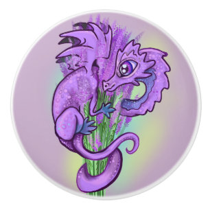 Bouton De Porte En Céramique Lavendar petite herbe 'dragon