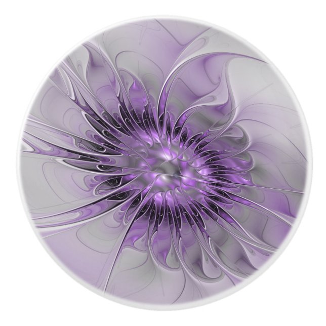 Bouton De Porte En Céramique Lavender Flower Dream Modern Abstract Fractal Art (Devant)