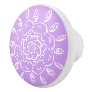 Bouton De Porte En Céramique Lavender Mandala