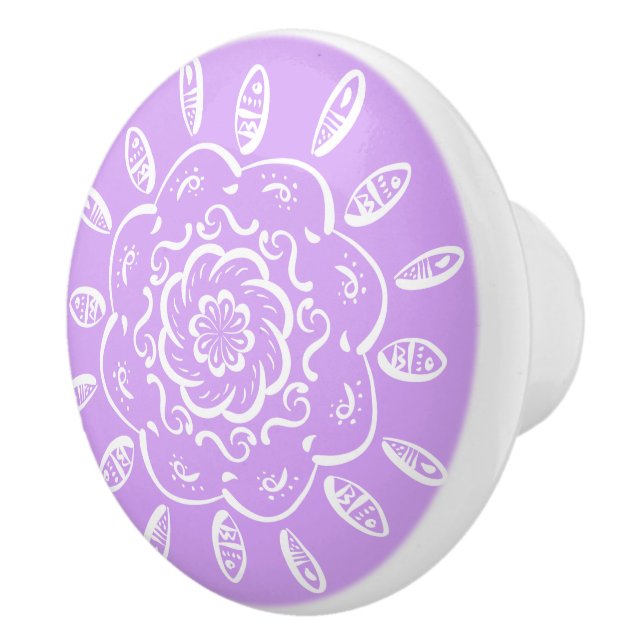 Bouton De Porte En Céramique Lavender Mandala (Droite)