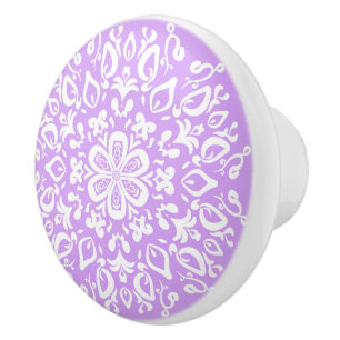 Bouton De Porte En Céramique Lavender Mandala